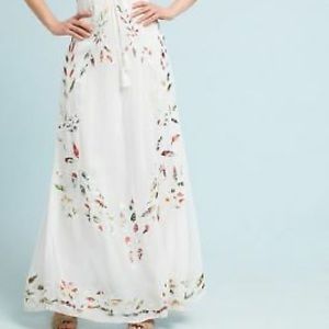 Anthropologie FarmRio White Embroidered Maxi Dress